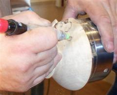 Carving the collar for the hollow form